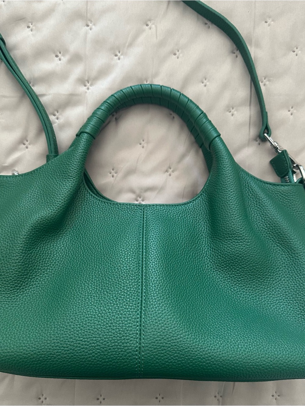 Iswee Green Genuine Leather Satchel Handbag, Shoulder bag or crossbody, NWOT
